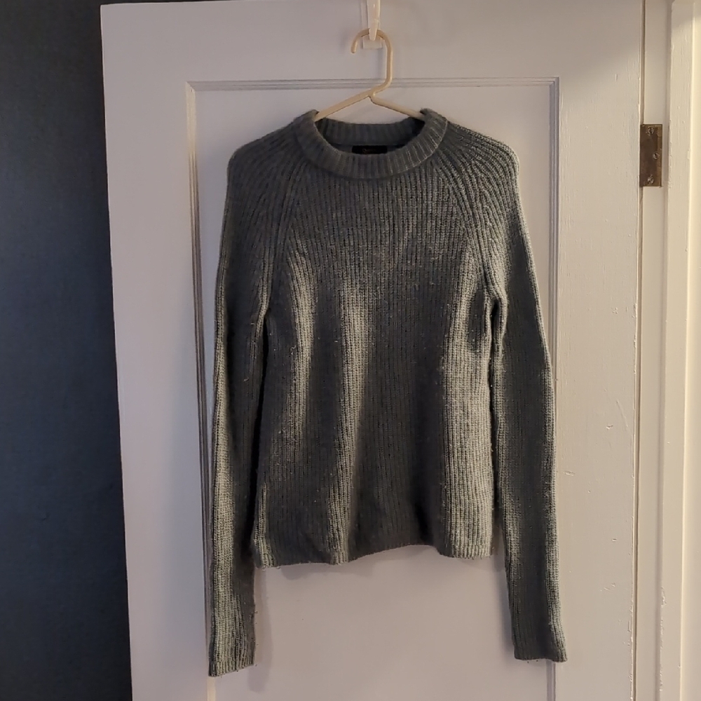 Quince Women's Mongolian Cashmere Fisherman Crewneck Sweater, Dusty Blue, XS